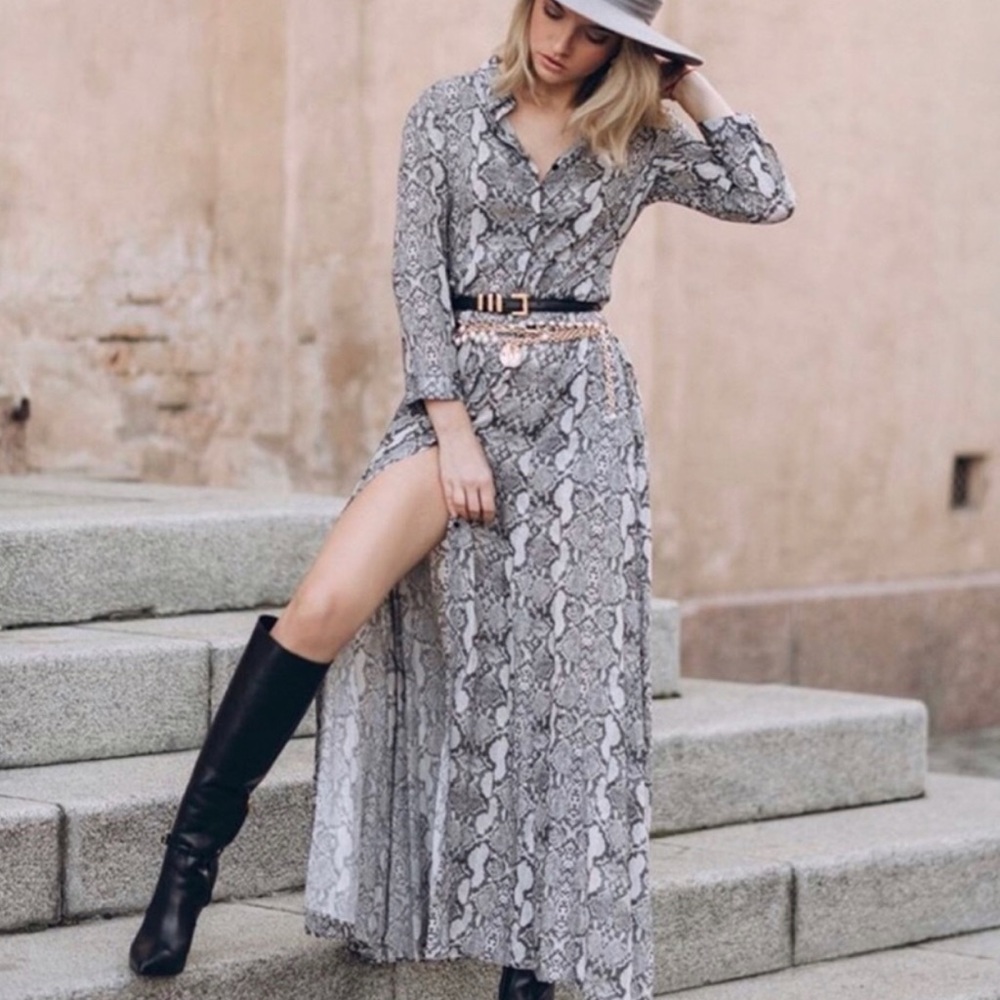 Zara Snakeskin Duster Dress